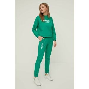 Trendyol Emerald Green Basic Jogger Raised Printed Knitted Sweatpants