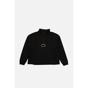 Trendyol Black Polo Neck Oversize Raised Knitted Sweatshirt