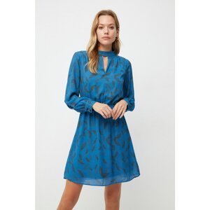 Trendyol Indigo Patterned Collar Detailed Dress