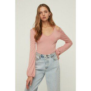 Trendyol Dried Rose Cut Out Knitted Snap Body Body
