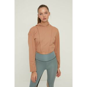 Trendyol Camel Crop Slim Sports Sweatshirt