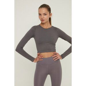 Trendyol Anthracite Seamless Crop Sport Blouse