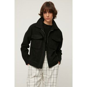 Trendyol Black Pocket Detailed Zippered Cachet Coat