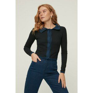 Trendyol Navy Blue Polo Neck Zipper Knitted Blouse