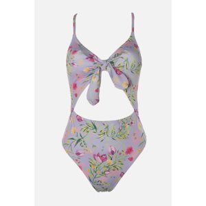 Trendyol Floral Patterned Cut Out Detailed Swimsuit
