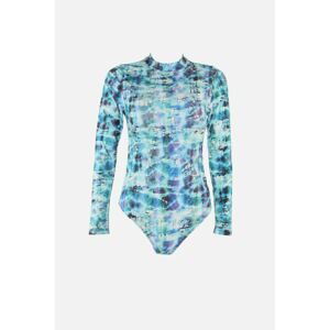 Trendyol Green Printed Long Sleeve Swimsuit