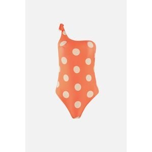 Trendyol Orange Polka Dot Patterned One Shoulder Swimsuit