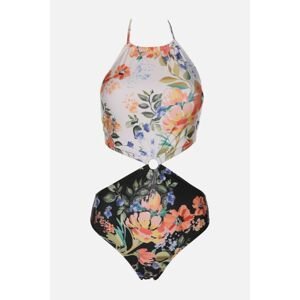Trendyol White Mix Printed Ring Detailed Swimsuit
