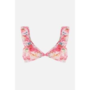 Trendyol Floral Pattern Frill Detailed Bikini Top