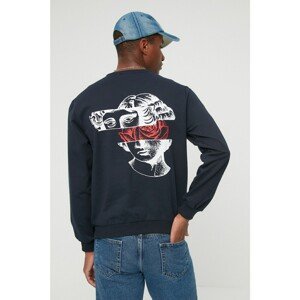 Trendyol Navy Blue Men's Regular Fit Printed Sweatshirt