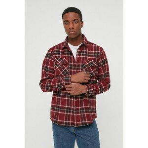 Trendyol Claret Red Men Regular Fit Double Pocket Plaid Shirt