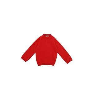 Trendyol Red Zipper Detailed Stand Up Collar Boy Knitted Slim Sweatshirt