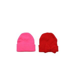 Trendyol Red-Multicolored 2-Pack Girls Knitted Beanie Christmas Themed