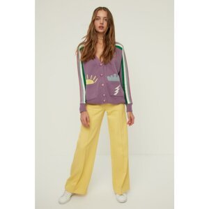 Trendyol Lilac Jacquard Knitwear Cardigan