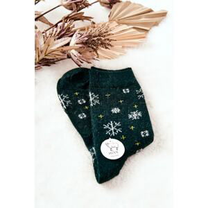 Christmas Socks Snowflakes Green