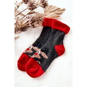 Christmas Socks Reindeer Grey and red