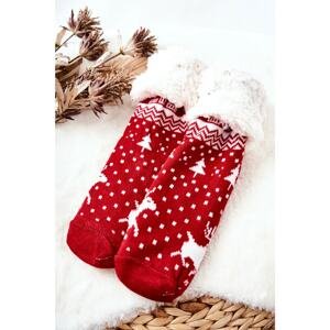 Long Socks Christmas Pattern Reindeer Red