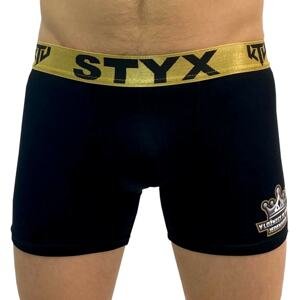 Men's boxers Styx / KTV long sports rubber black - gold rubber (UTZK960)