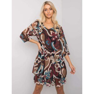 Black and maroon women's dress with patterns