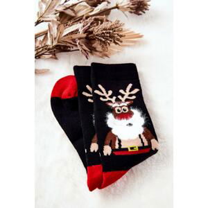 Men's Reindeer Socks Black and Red