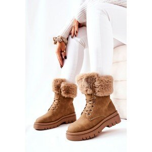 Leather Booties with fur Beige Farley
