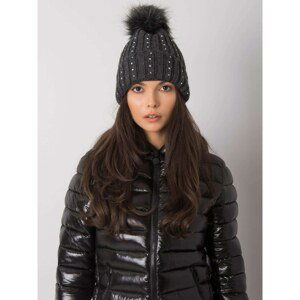 Dark grey padded hat with patches