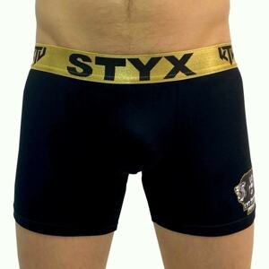 Men's boxers Styx / KTV long sports rubber black - gold rubber (UTZL960)
