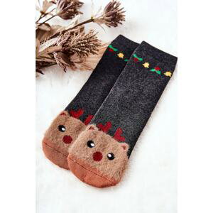 Christmas Cotton Socks Bear Grey