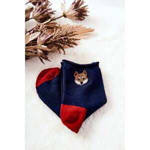 Children's Pressureless Socks Fox Navy Blue