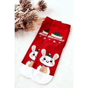 Christmas Socks Rabbit Red