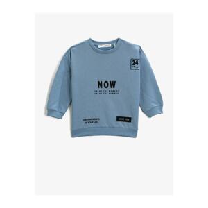 Koton Slogan Printed Long Sleeve Sweatshirt Cotton