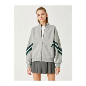 Koton Zipper Striped Sweatshirt