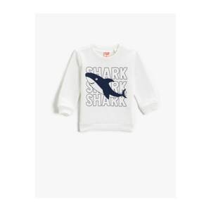 Koton Shark Printed Sweatshirt Crew Neck Cotton