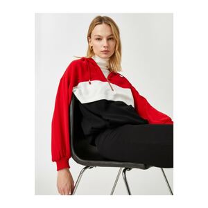 Koton Zipper Collar Hooded Striped Blouse