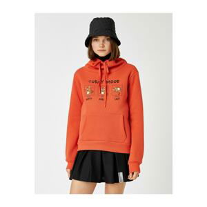 Koton Hooded Pocket Printed Sweatshirt