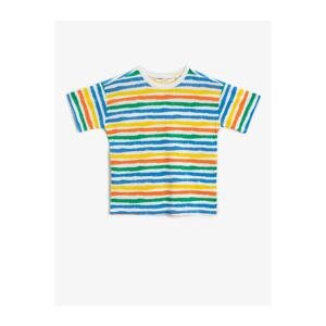 Koton Boys Orange Striped Striped T-Shirt Cotton