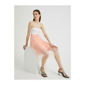 Koton Women's Pink Tulle Skirt Pleated