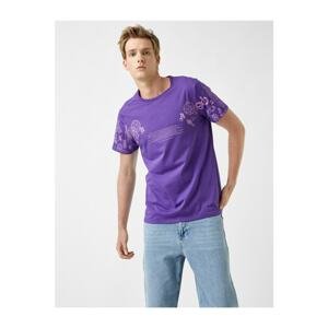 Koton Men's Purple Printed T-Shirt