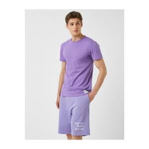 Koton Men's Lilac Crew Neck Basic Cotton T-Shirt