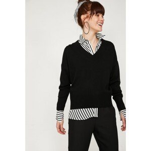 Koton Women's Black V-Neck Sweater