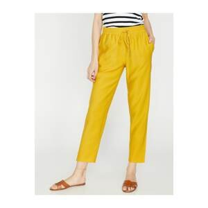 Koton Women's Yellow Normal Waist Casual Cut Pocket Detailed Trousers