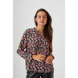 Floral shirt with a decorative neckline - green