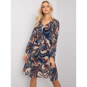 Dark blue loose-fitting dress with prints