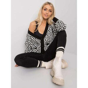 RUE PARIS Black and white women's buttoned sweater