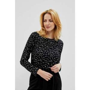 Cotton blouse with a print - black