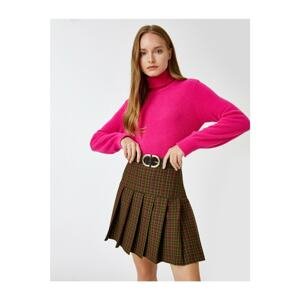 Koton Plaid Pleated High Waist Mini Skirt