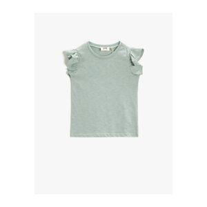 Koton Girl Green Ruffled T-Shirt Cotton