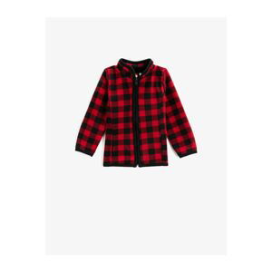 Koton Checked Zippered Sweatshirt Pocket Detailed