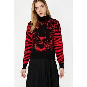 Koton Women's Red Patterned Sweater