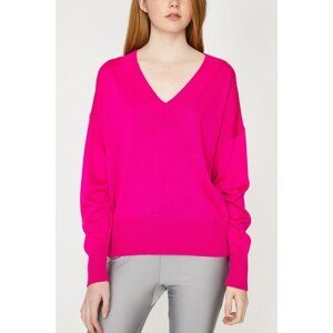 Koton Women's Pink V-Neck Sweater
